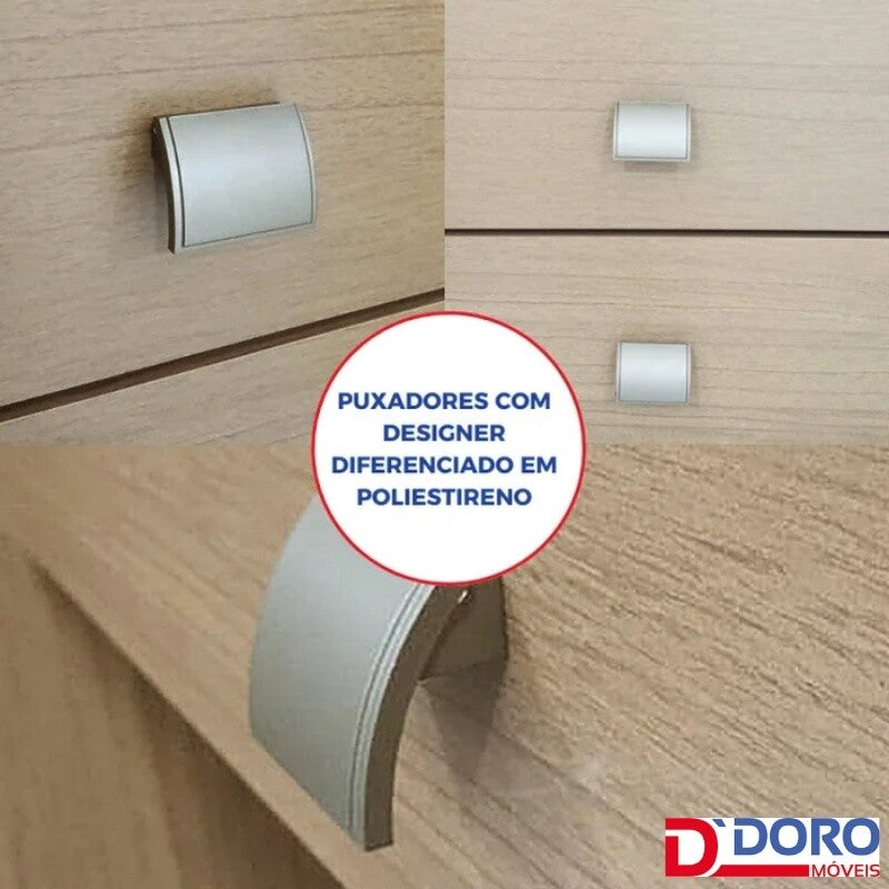 Guarda-Roupa Casal 2 Portas Titanium Ripado MDF Cinamomo/Off White D Doro