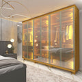 GUARDA ROUPA IMPERATRIZ 2,30 - 100% MDF 6 PORTAS REFLECTA e LED – GELIUS - NATURALE