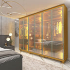 GUARDA ROUPA IMPERATRIZ 2,30 - 100% MDF 6 PORTAS REFLECTA e LED – GELIUS - NATURALE