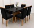 Conjunto Mesa Los Angeles 1,60 × 0,80 m com 6 Cadeiras Isa — Cinamomo/Preto e Preto