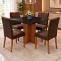 Conjunto Mesa Los Angeles 90 × 90 cm com 4 Cadeiras Las Vegas/Safira — Cinamomo/Preto e Marrom