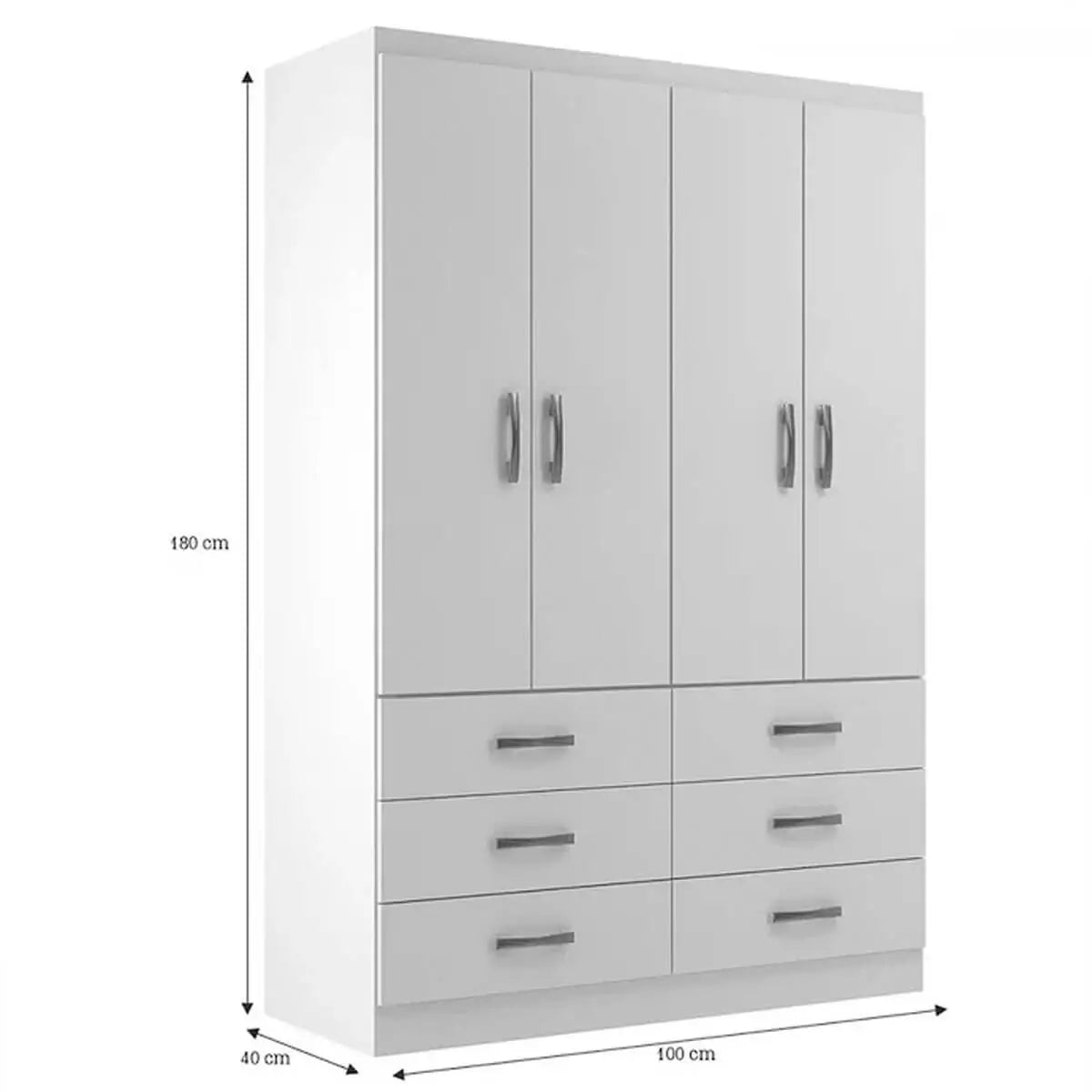 Medidas externas do guarda-roupa Treviso branco Evidência