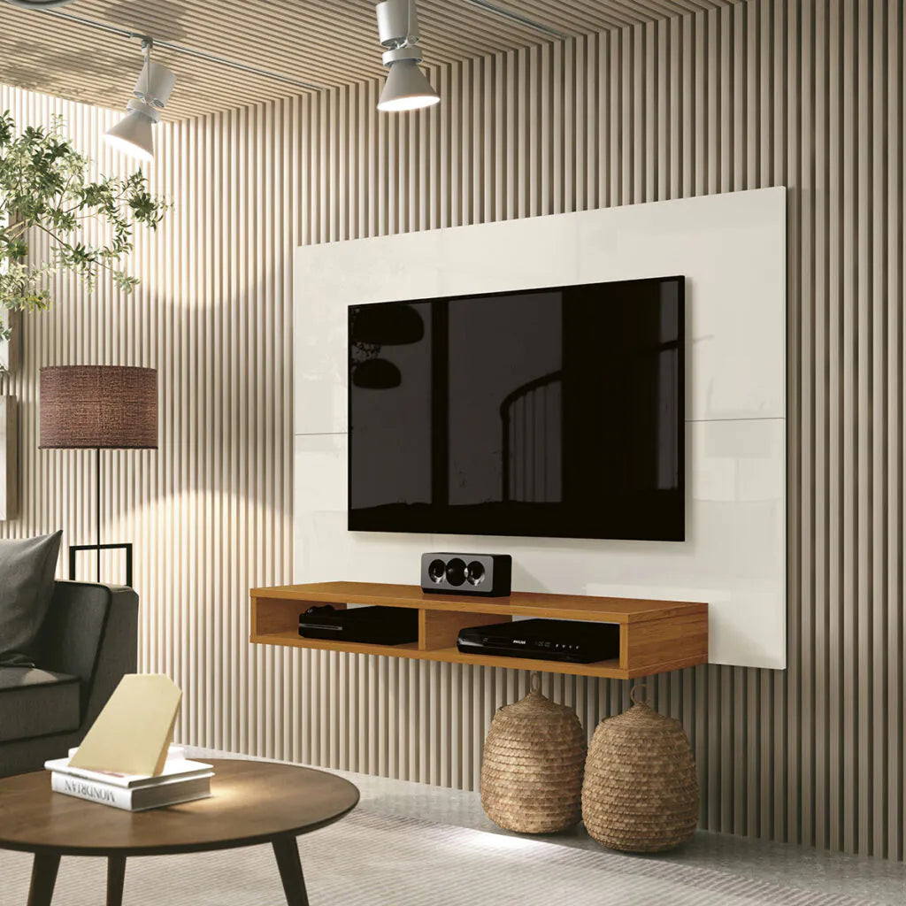 Painel New Fox TV até 42 / 43 polegadas - Off White / Cedro