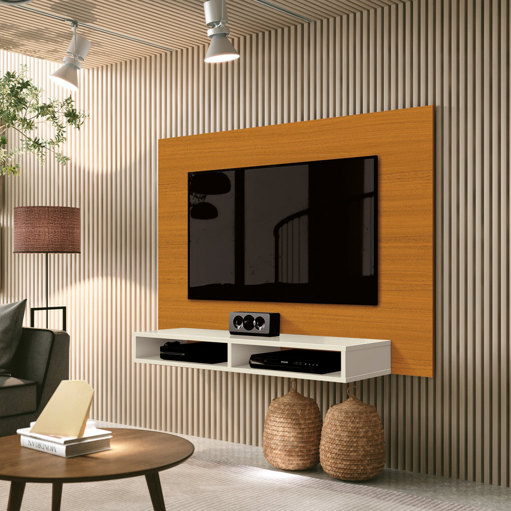 Painel Fox Cedro e Off White para TV até 43 polegadas — componente do Combo Sala 08