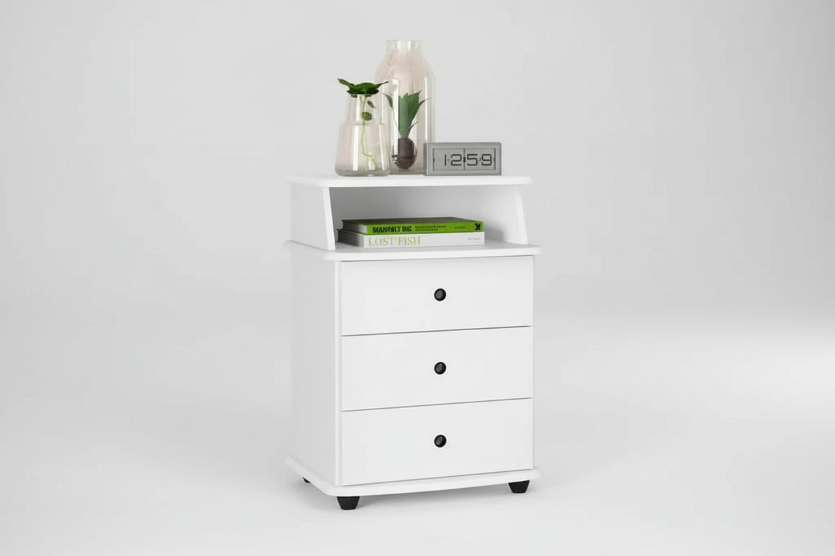 ️ Mesa de Cabeceira Luxo 3 Gavetas - Branco