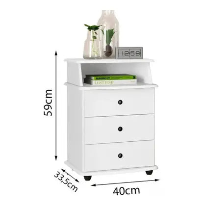 ️ Mesa de Cabeceira Luxo 3 Gavetas - Branco