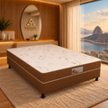 Cama box conjugada D28 Casal 138 × 188 cm marrom com matelassê