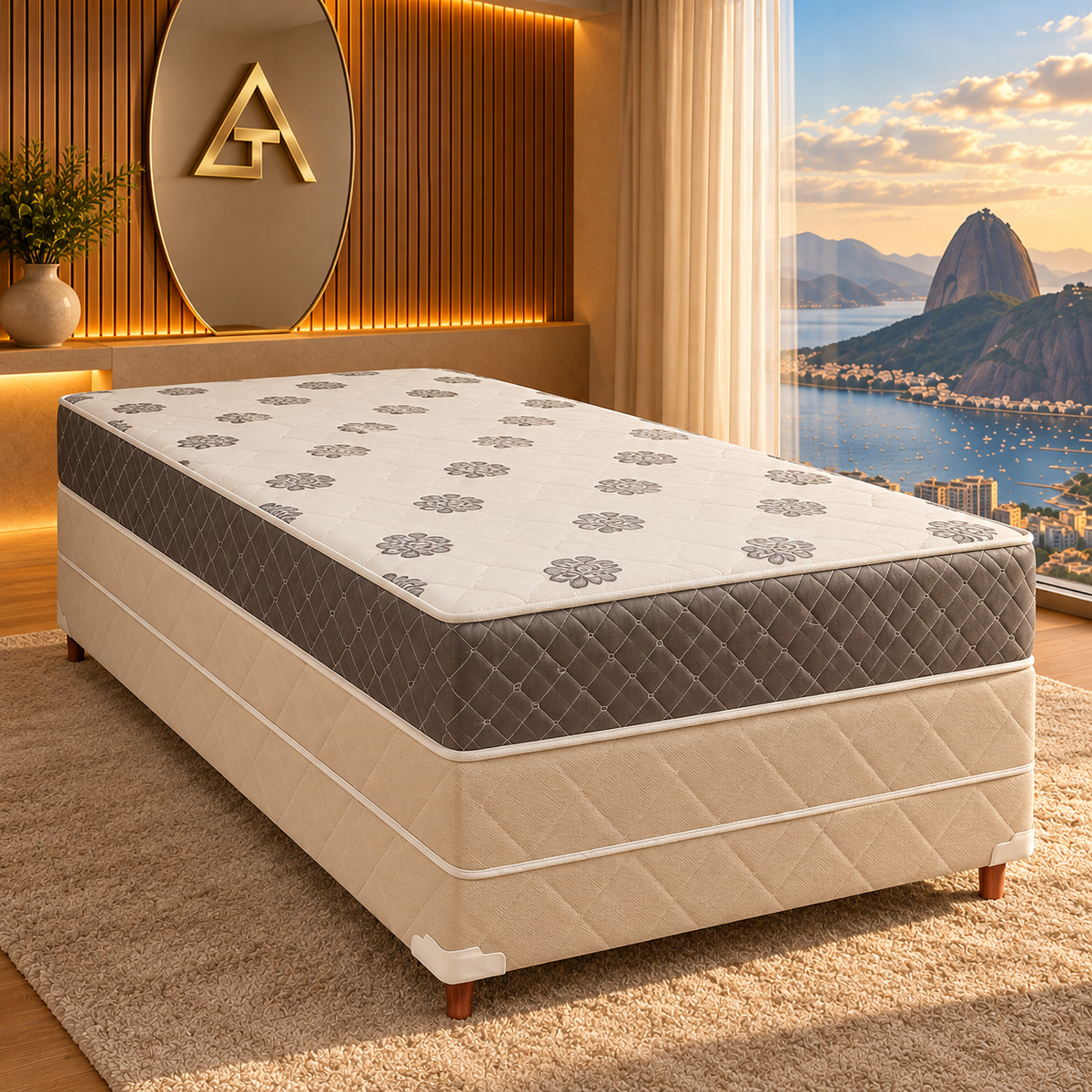 Cama box conjugada Molas Ensacadas D33 Solteiro 88 × 188 cm
