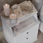 ️ Mesa de Cabeceira Luxo 3 Gavetas - Branco
