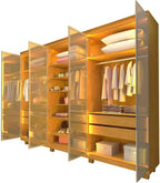 GUARDA ROUPA IMPERATRIZ 2,30 - 100% MDF 6 PORTAS REFLECTA e LED – GELIUS - NATURALE