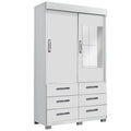 Guarda-roupa Búzios Solteiro 2 Portas 6 Gavetas com espelho – Branco
