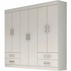 Guarda-roupa Hércules Casal 6 Portas 4 Gavetas sem espelho – Branco