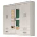 Guarda-roupa Hércules Casal 6 Portas 4 Gavetas com espelho – Branco
