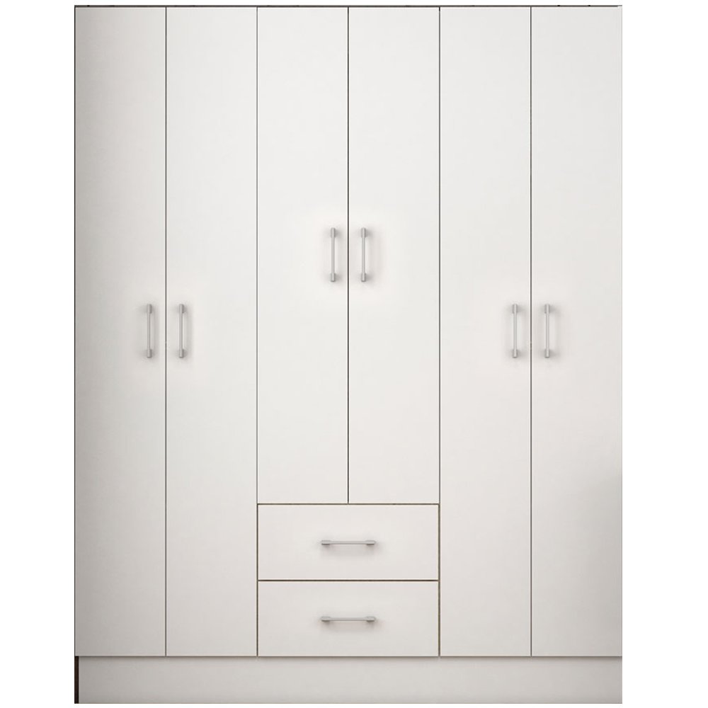 Guarda-roupa Jamaica Casal 6 Portas 2 Gavetas – Branco