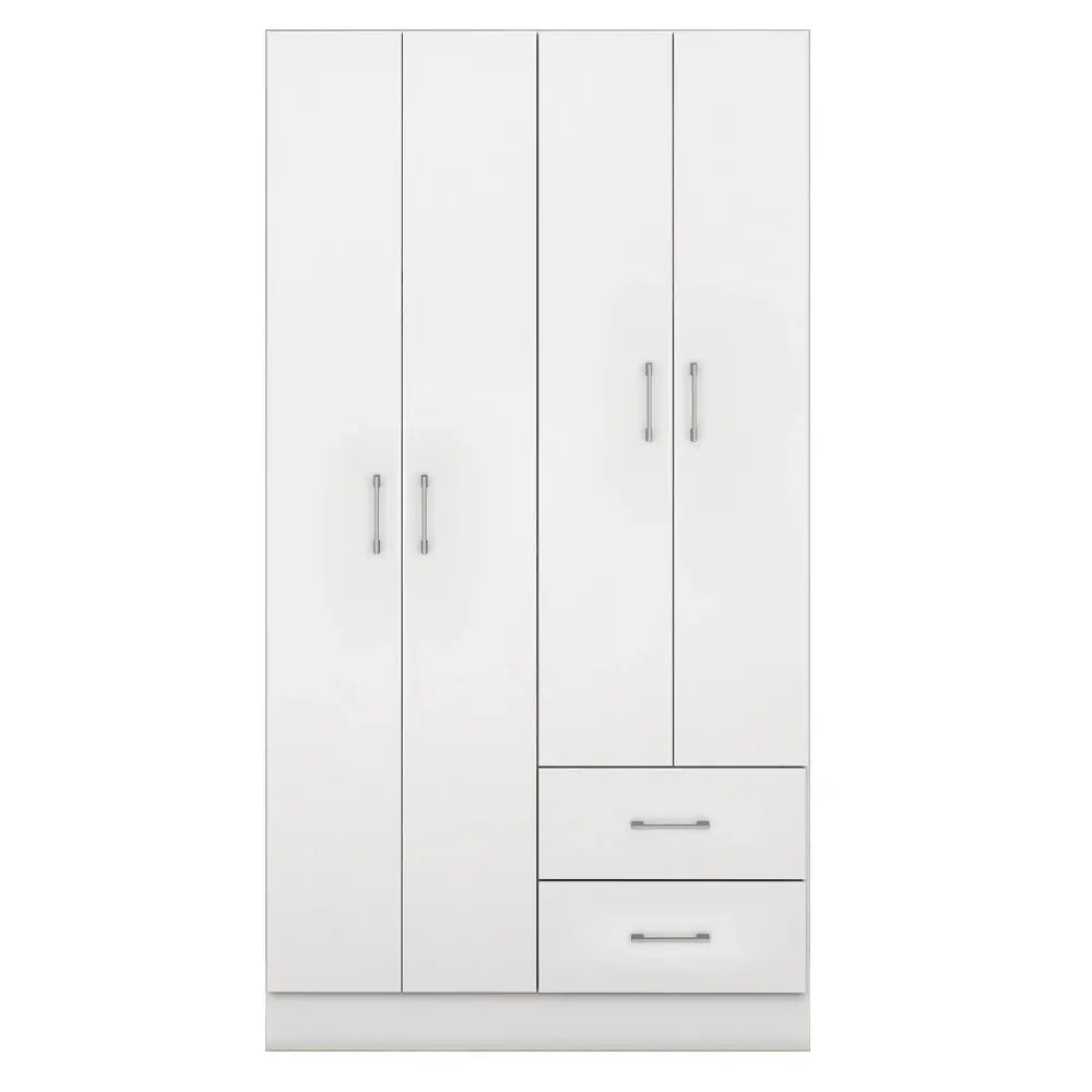 Guarda-roupa Panamá Solteiro 4 Portas 2 Gavetas – Branco