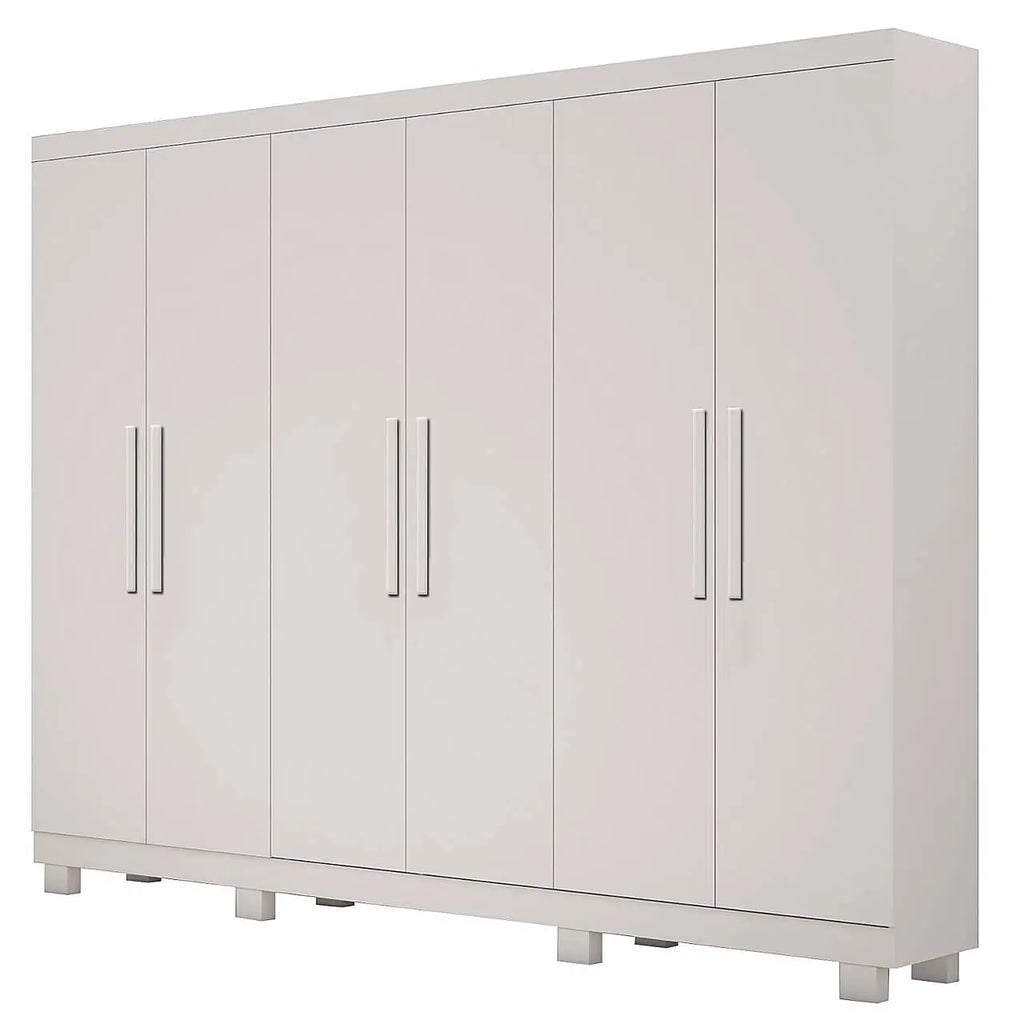 Guarda-roupa Sergipe Casal 6 Portas 2 Gavetas sem espelho e com pés – Branco