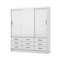 Guarda-roupa Sevilha Casal 3 Portas 9 Gavetas sem espelho – Branco