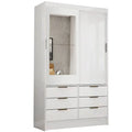 Guarda-roupa Sevilha Solteiro 2 Portas 6 Gavetas com espelho – Branco