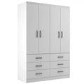 Guarda-roupa Treviso Solteiro 4 Portas 6 Gavetas – Branco