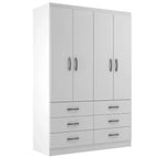 Guarda-roupa Treviso Solteiro 4 Portas 6 Gavetas – Branco
