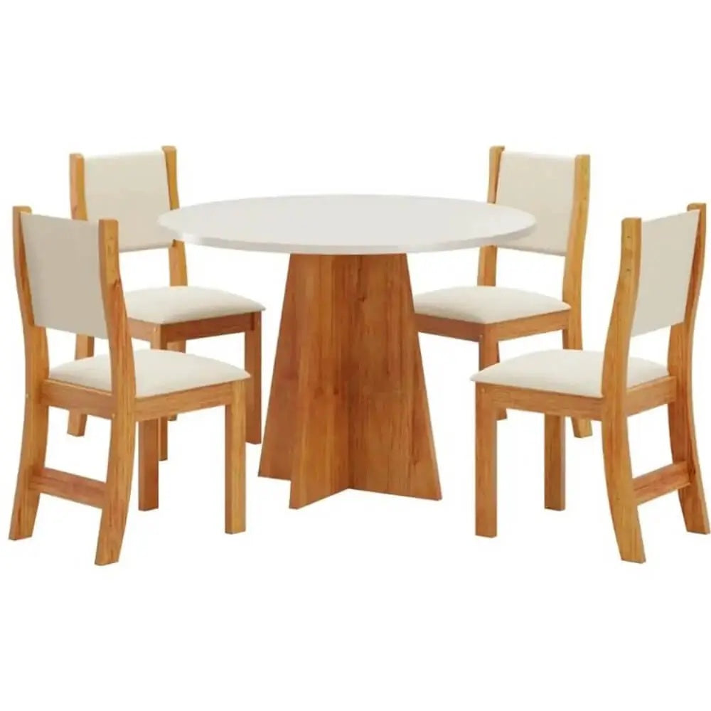 Mesa Flipp redonda 90 cm Mel Blonde com quatro cadeiras Sol Viero, foto do fornecedor