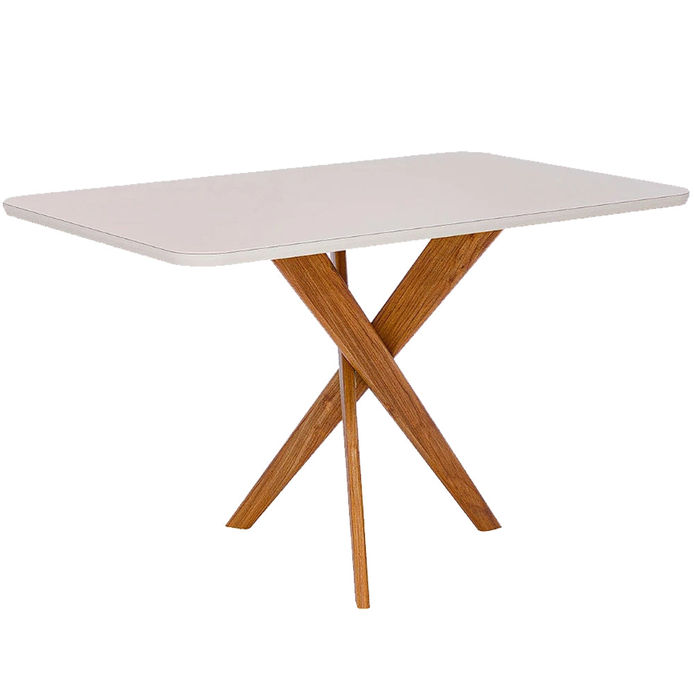 Mesa de Jantar Cacau 130 × 80 cm com Vidro Cinamomo/Off White – Cimol