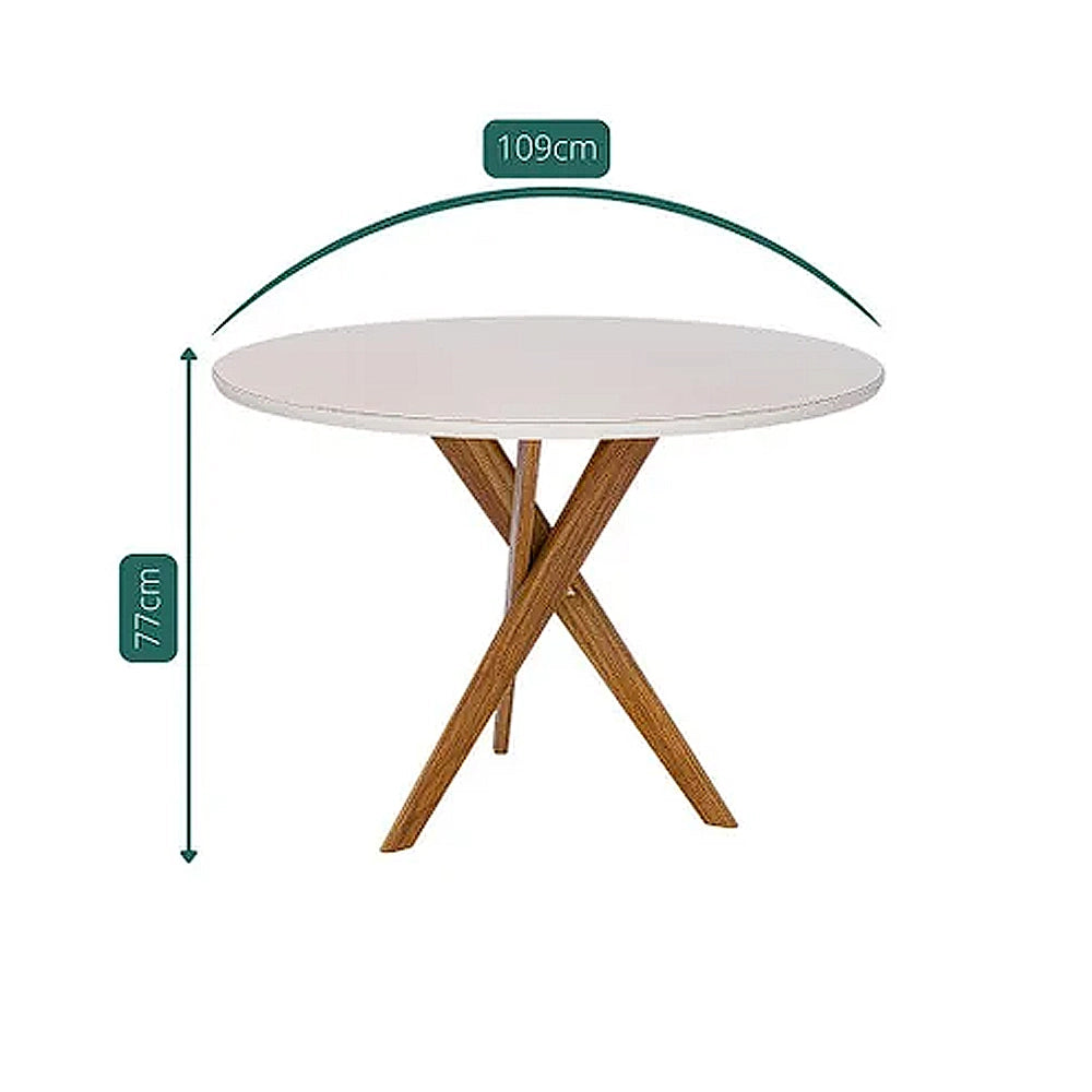 Mesa de Jantar Cacau Redonda 109 cm com Vidro Cinamomo/Off White – Cimol – detalhes
