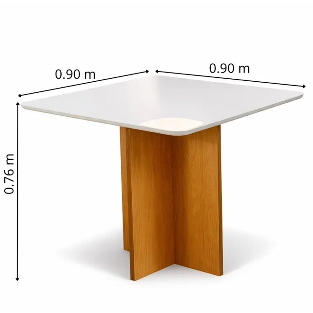 Mesa de Jantar Moscou 90 × 90 cm com Vidro Cinamomo/Off White – Minas Plac – detalhes
