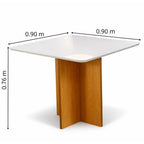 Mesa de Jantar Moscou 90 × 90 cm com Vidro Cinamomo/Off White – Minas Plac – detalhes