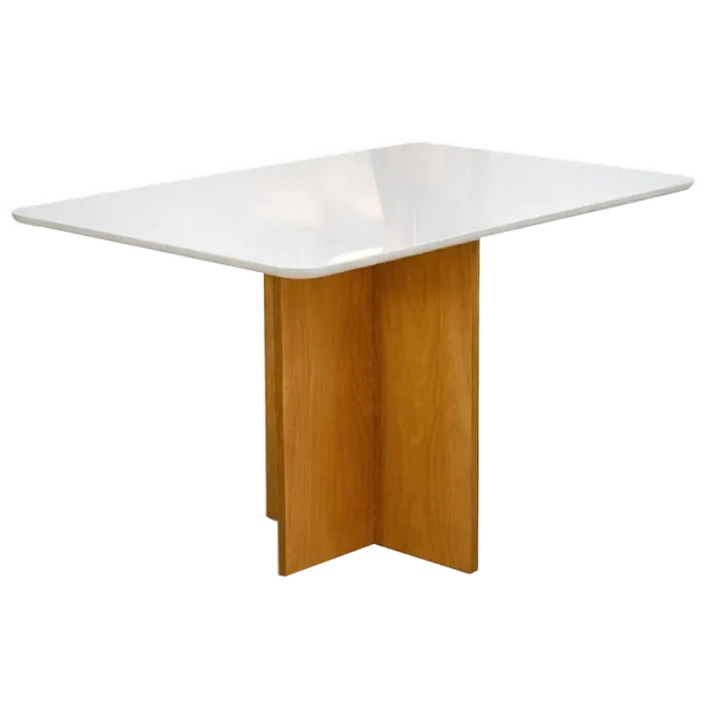Mesa de Jantar Moscou 120 × 80 cm com Vidro Cinamomo/Off White – Minas Plac