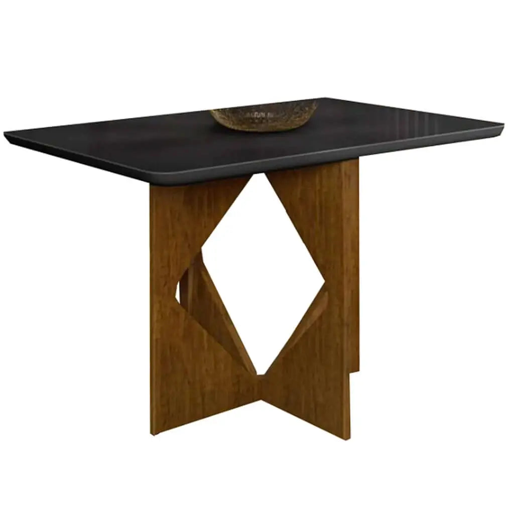 Mesa de Jantar Madrid 120 × 80 cm com Vidro Cinamomo/Preto – Minas Plac