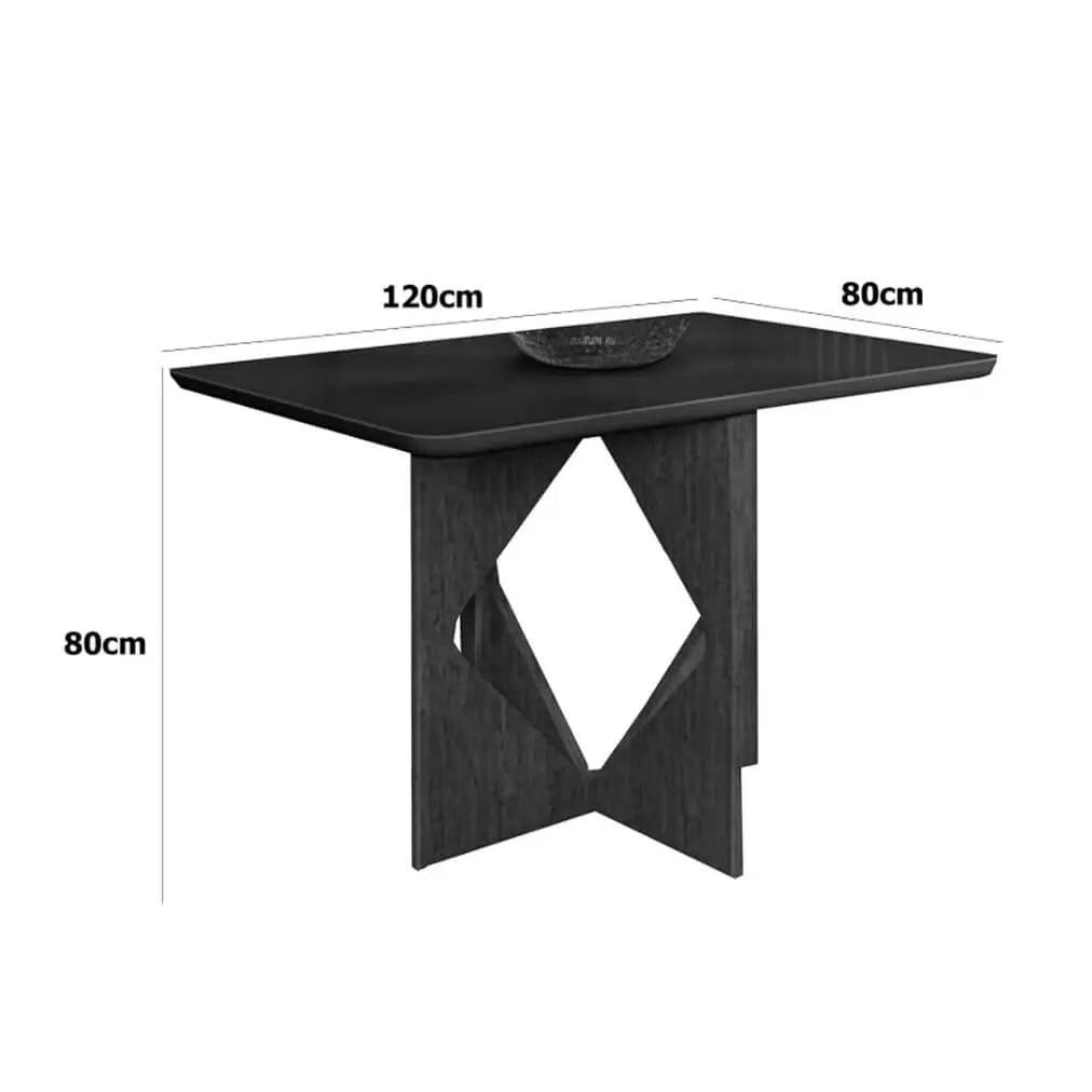 Mesa de Jantar Madrid 120 × 80 cm com Vidro Cinamomo/Preto – Minas Plac – detalhes