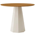 Mesa de Jantar Isis Redonda 100 cm sem Vidro Off White/Ipê – New Ceval