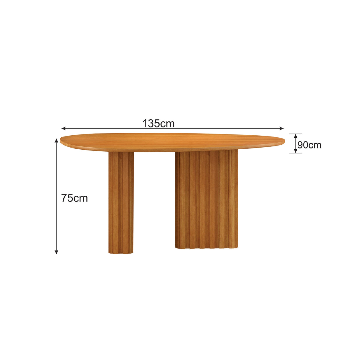 Mesa de Jantar Isis Orgânica 135 × 90 cm sem Vidro Cinamomo – Leifer – detalhes
