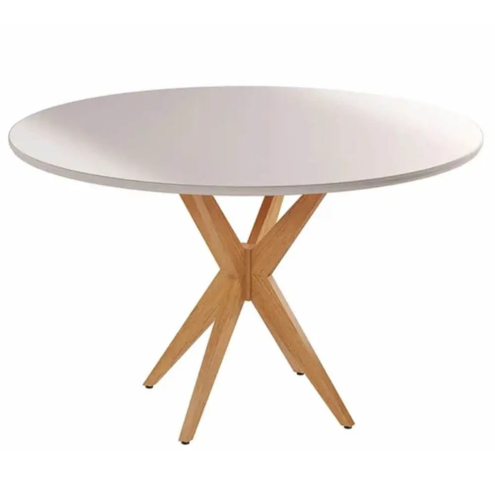 Mesa de Jantar Simpatia Redonda 108 cm com Vidro Cinamomo/Off White – JCM