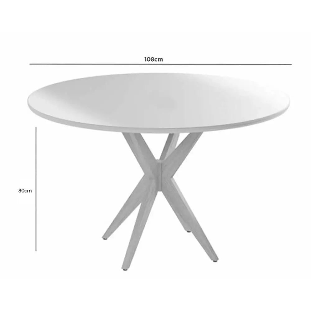 Mesa de Jantar Simpatia Redonda 108 cm com Vidro Cinamomo/Off White – JCM – detalhes