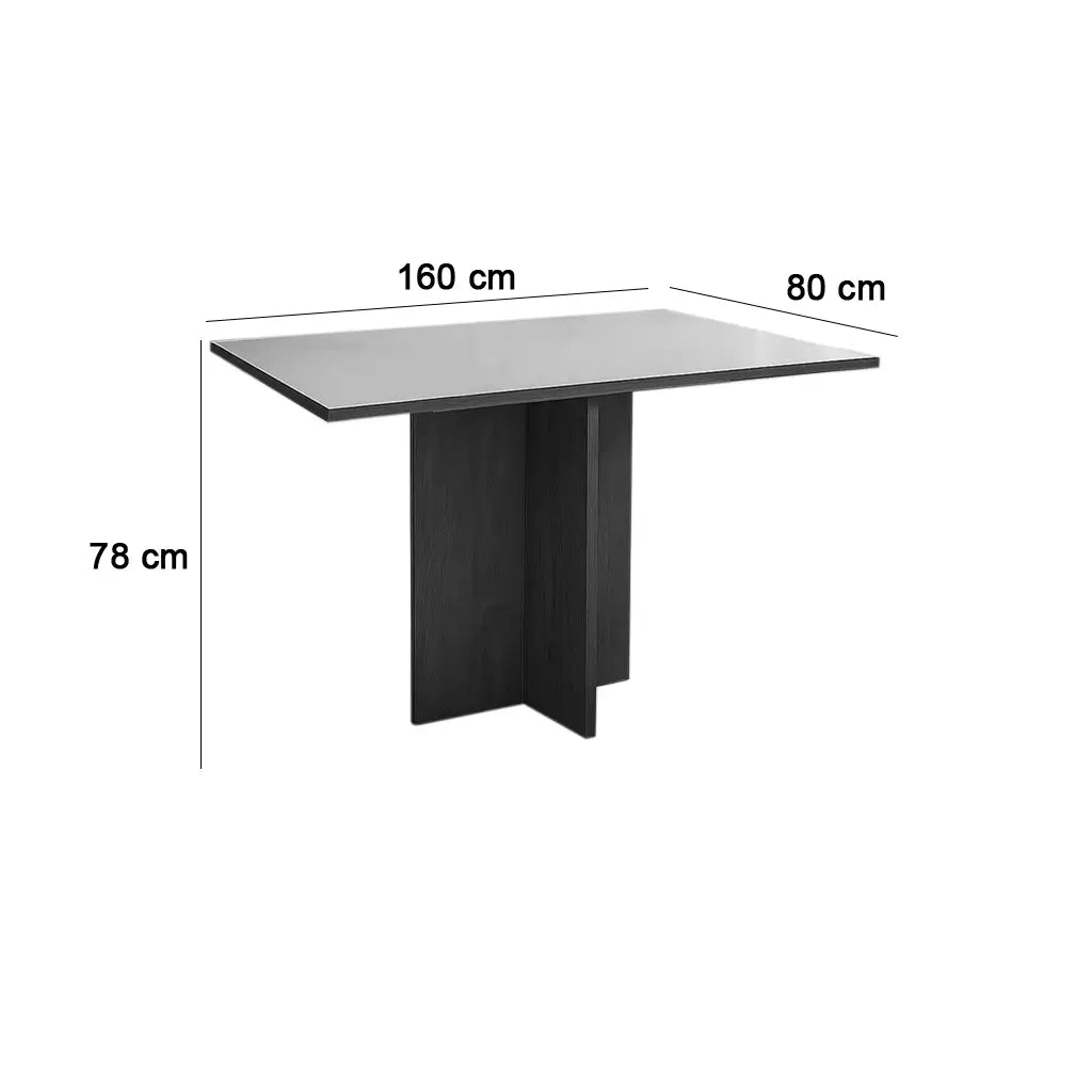 Mesa de Jantar Los Angeles 160 × 80 cm com Vidro Canela/Grafite – Minas Plac – detalhes