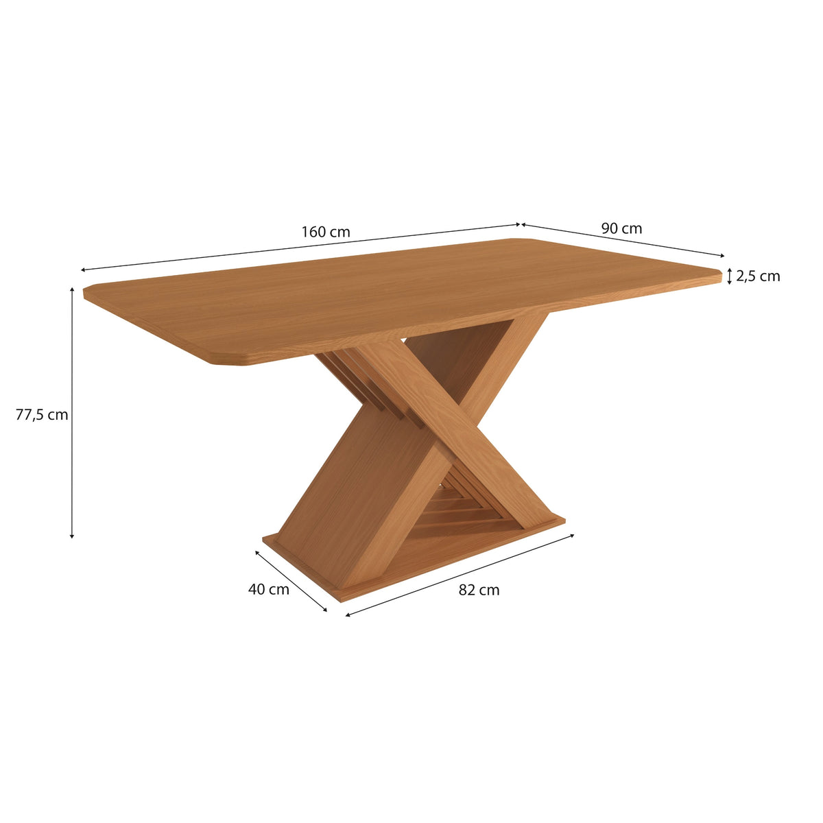 Mesa de Jantar Graviola 160 × 90 cm sem Vidro Canela – Kappesberg – detalhes