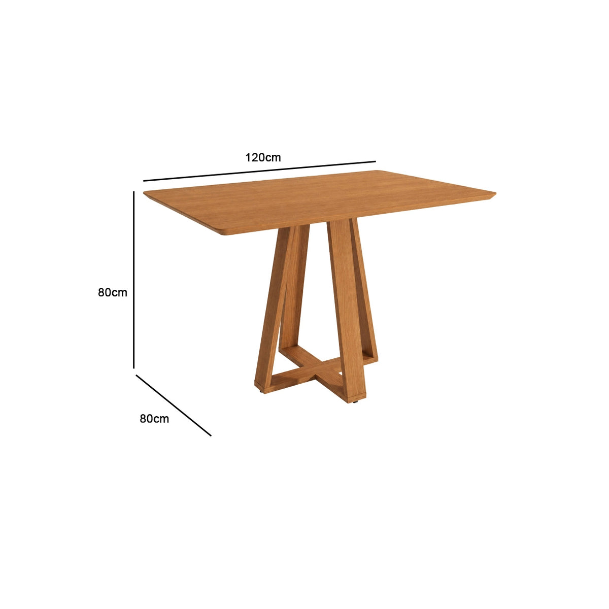 Mesa de Jantar Pilar 120 × 80 cm sem Vidro Canela – Kappesberg – detalhes
