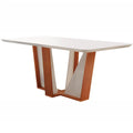 Mesa de Jantar Veneza 135 × 90 cm com Vidro Cinamomo/Off White – LJ Móveis