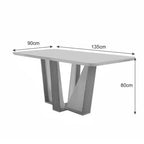 Mesa de Jantar Veneza 135 × 90 cm com Vidro Cinamomo/Off White – LJ Móveis – detalhes
