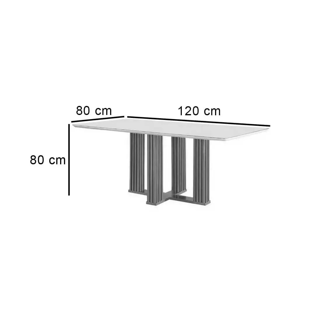 Mesa de Jantar Florença 120 × 80 cm com Vidro Cinamomo/Off White – LJ Móveis – detalhes