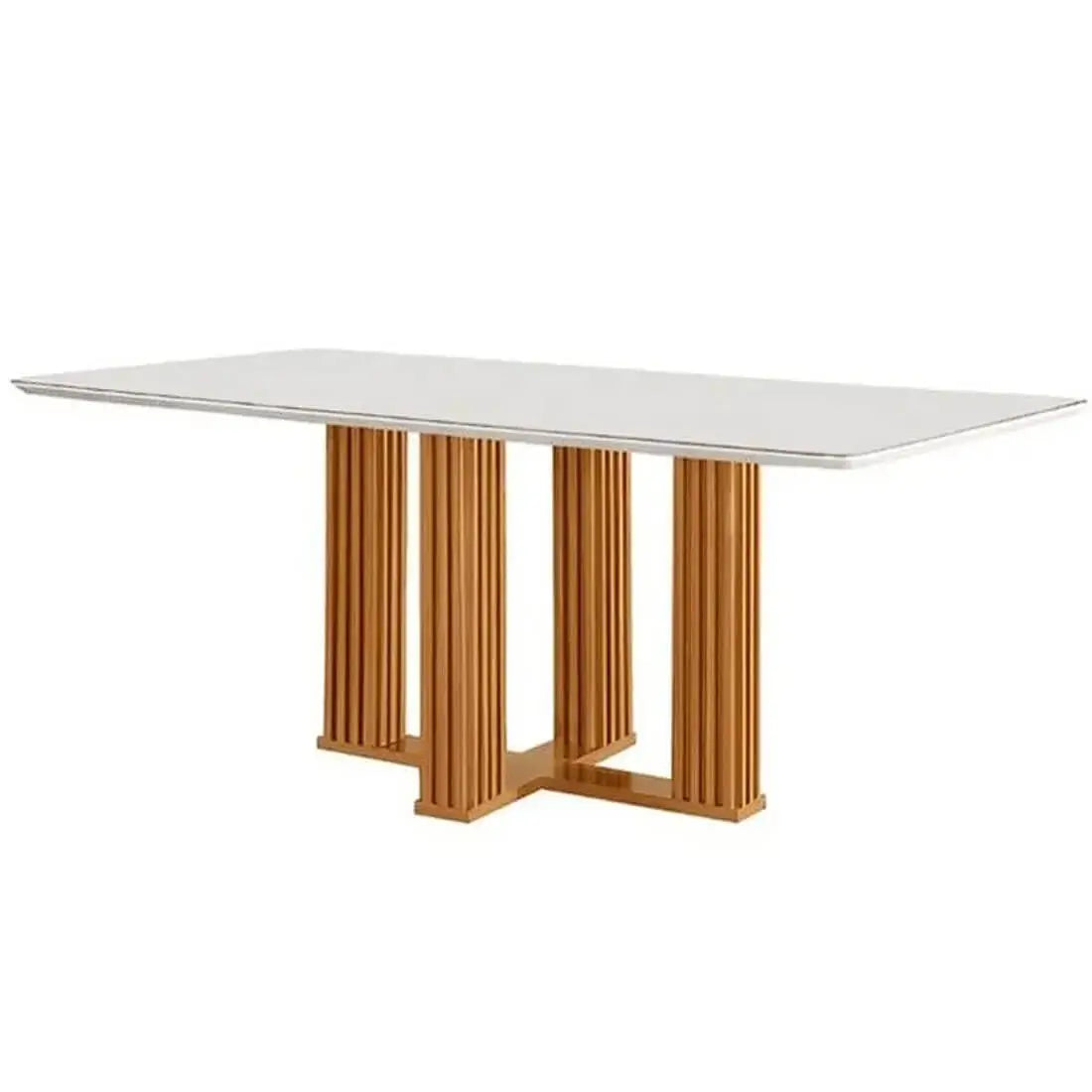Mesa de Jantar Florença 135 × 90 cm com Vidro Cinamomo/Off White – LJ Móveis