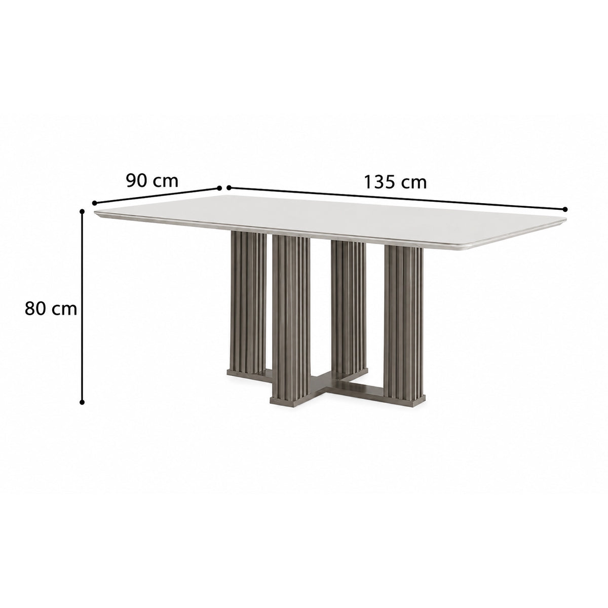 Mesa de Jantar Florença 135 × 90 cm com Vidro Cinamomo/Off White – LJ Móveis – detalhes