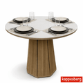 Mesa Jade BA54 Redonda 105x105cm com Vidro Off White