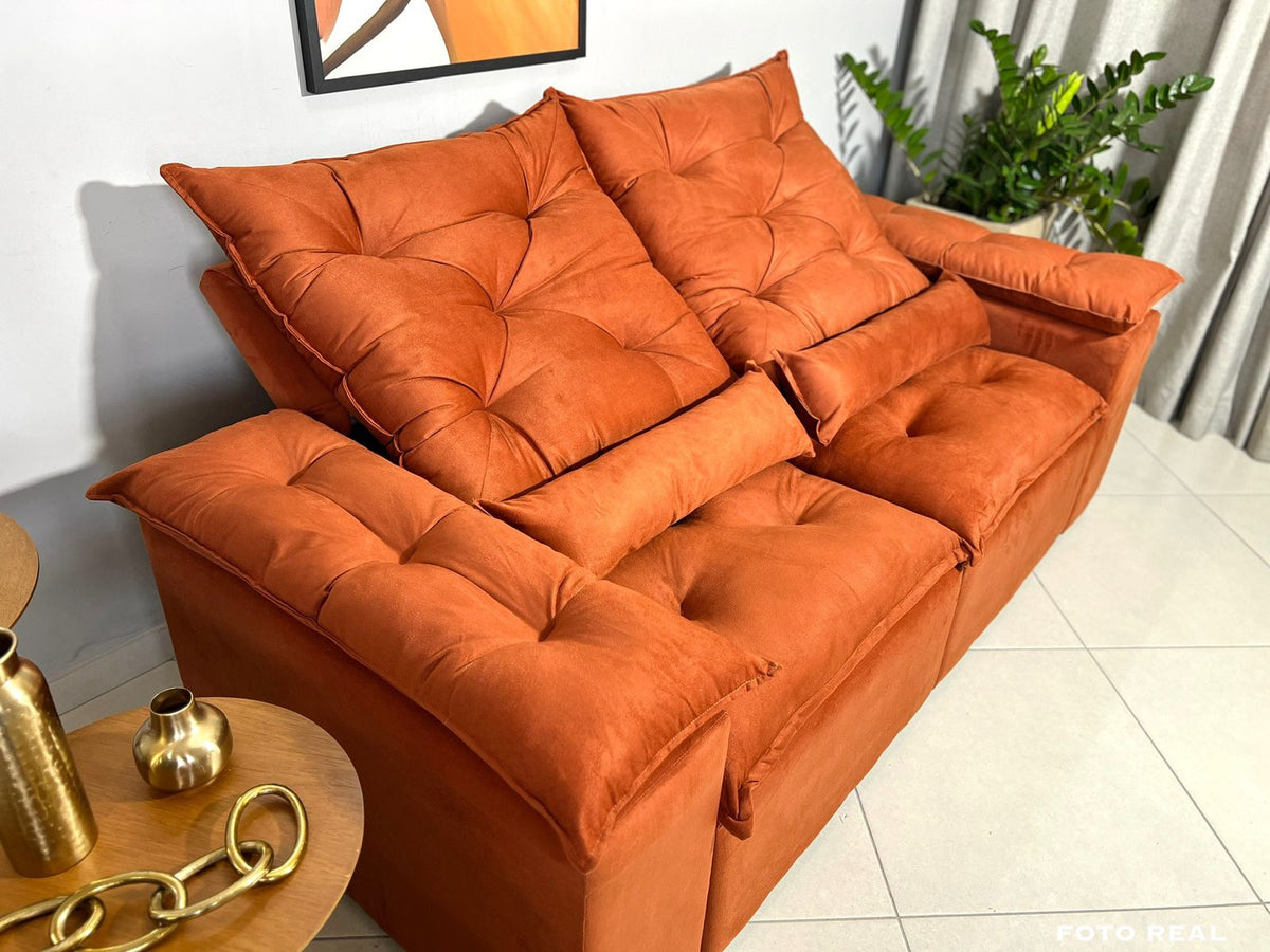 Sofá New Taurus terracota 2,00 m fechado — componente do Combo Sala 08