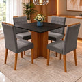 Conjunto Mesa Los Angeles 90 × 90 cm com 4 Cadeiras Las Vegas/Safira — Cinamomo/Preto e Cinza