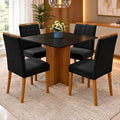 Conjunto Mesa Los Angeles 90 × 90 cm com 4 Cadeiras Las Vegas/Safira — Cinamomo/Preto e Preto