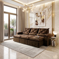 Sofá Retrátil e Reclinável Grécia 2,70 m Suede Marrom