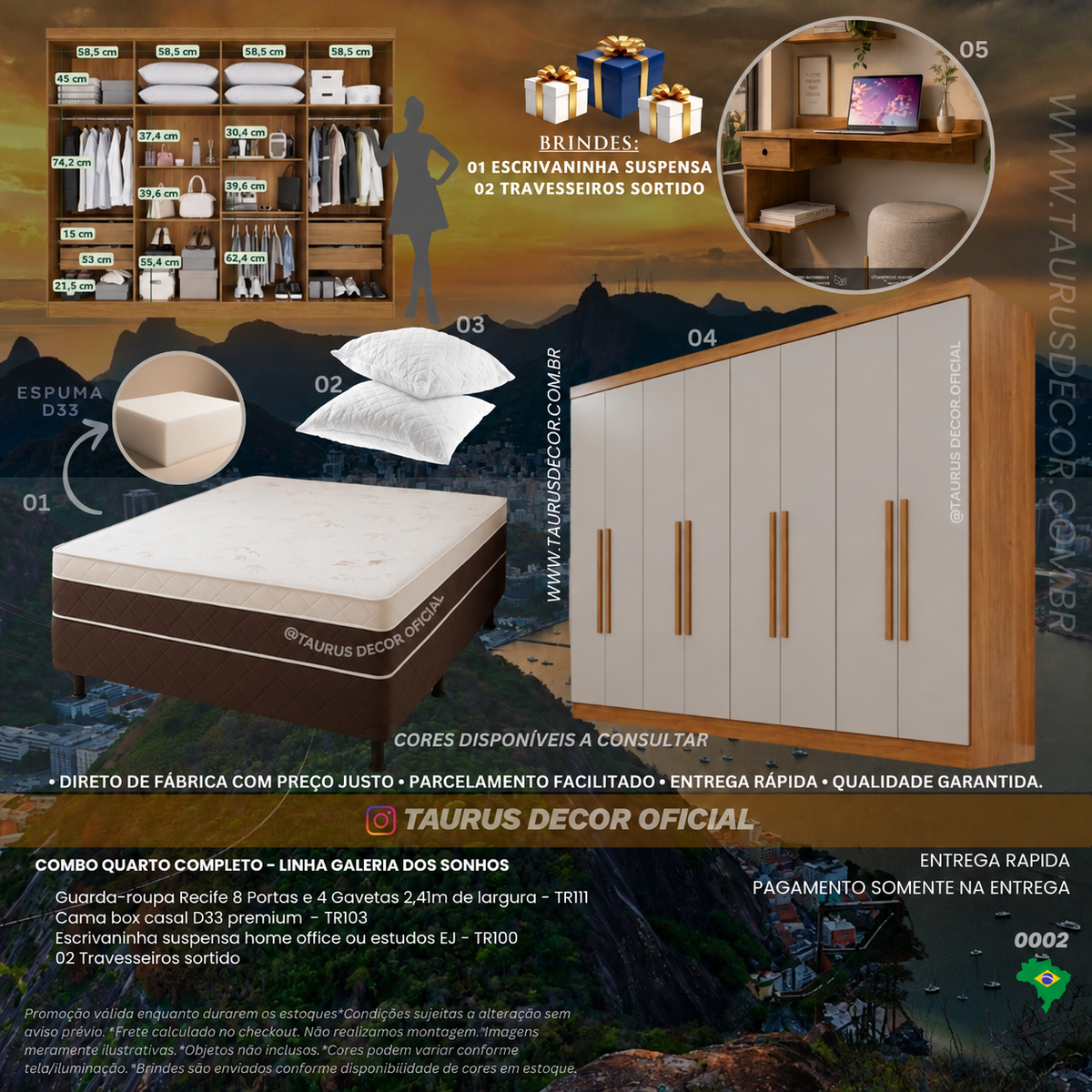 Combo Quarto Completo 02 — composição dos móveis sem preço impresso